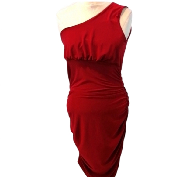 One Shoulder Sexy Red Cocktail Dress Sz Medium - Picture 7 of 10